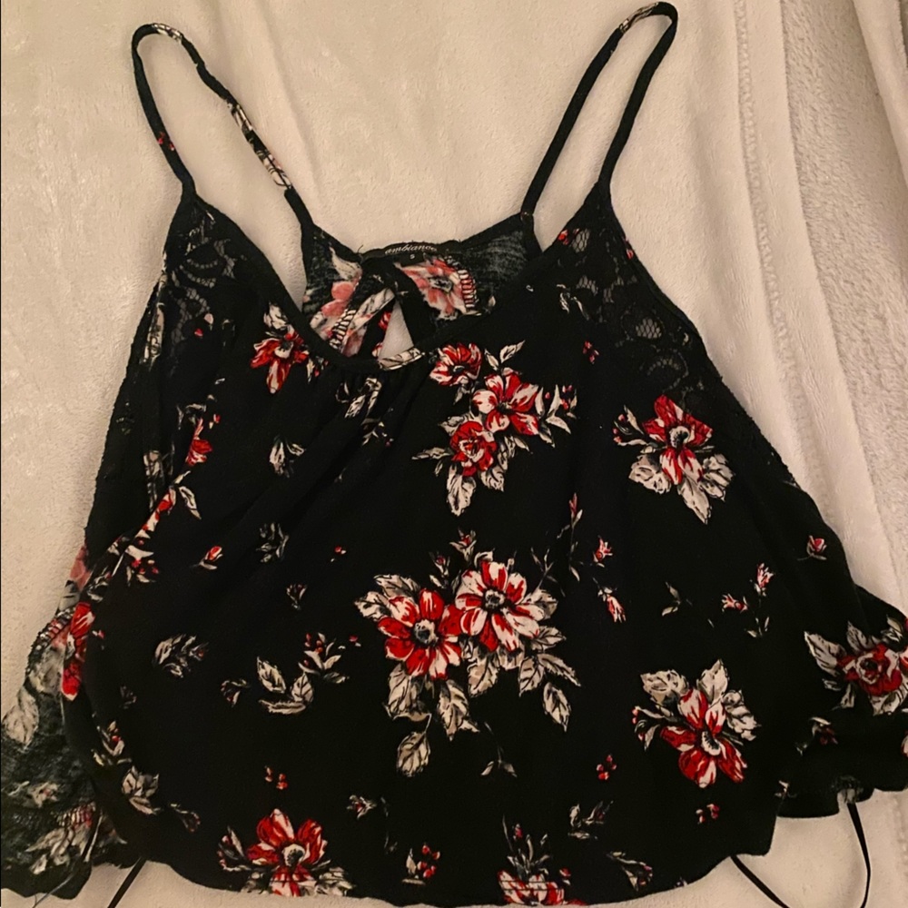 Black floral tank top
